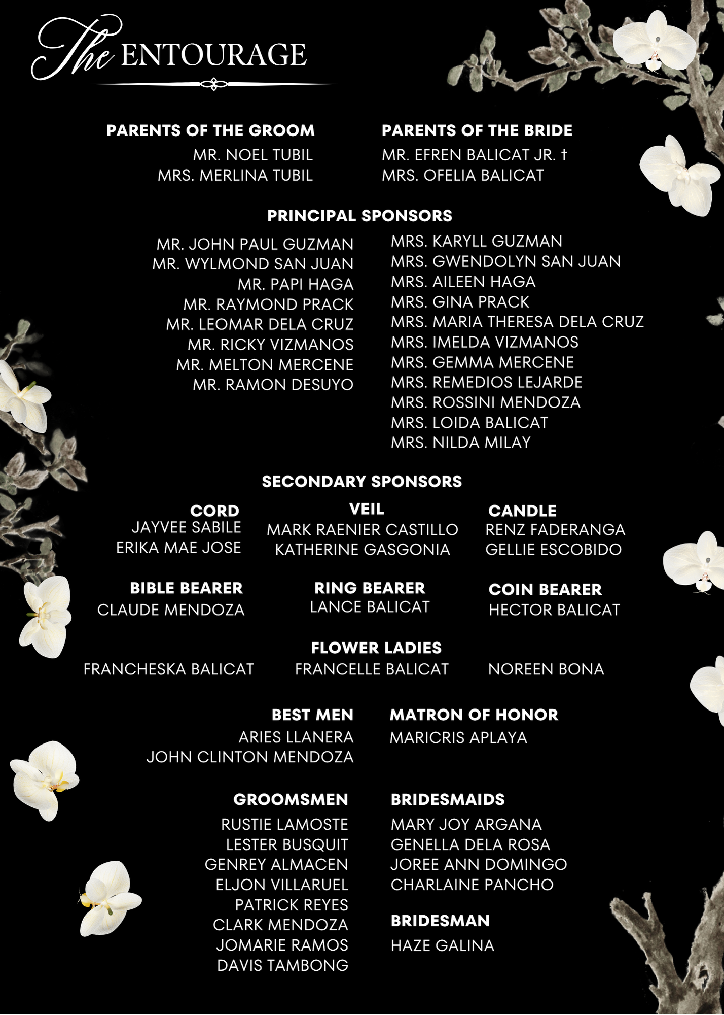 Wedding Entourage - Details